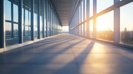 Aufkleber - Bright and airy airport terminal corridor bathed in sunlight and shadows : Generative AI