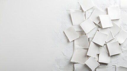Poster - Group of Blank White Tiles Stacked on an Abstract Textured Background : Generative AI