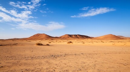 Aufkleber - Vast expansive desert landscape showcasing golden sand dunes under a clear blue sky : Generative AI