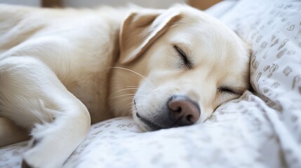 Aufkleber - Cute golden retriever dog sleeping peacefully in cozy indoor setting : Generative AI