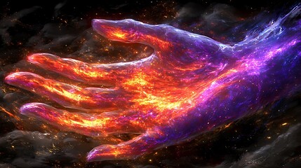 Wall Mural - A cosmic hand reaching out through stars and nebulas