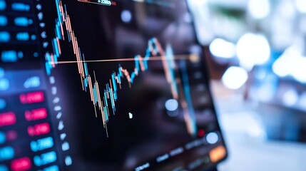 Aufkleber - Digital stock market analysis graph showing financial trends and trading data : Generative AI