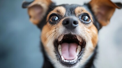 Aufkleber - Playful and Alert Dog With Open Mouth Capturing Joyful Expression in Close-Up Portrait : Generative AI