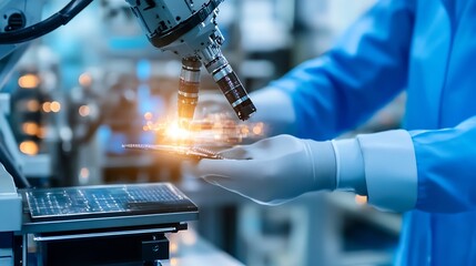Aufkleber - Advanced Microchip Testing Under a Microscope in a High Tech Laboratory Setting : Generative AI