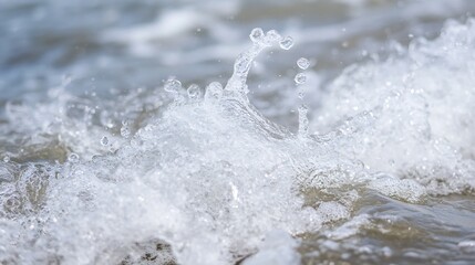 Aufkleber - Highenergy shot of ocean water splashing in multiple droplets illustrating the force of waves in nature : Generative AI