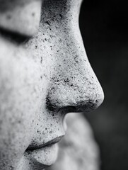 Aufkleber - Closeup shot of a beautifully textured stone face sculpture showcasing intricate details : Generative AI