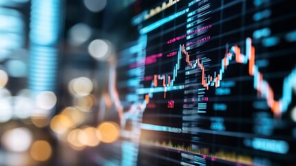 Leinwandbilder - Dynamic Chart Displaying Financial Market Trends with Abstract Background and Data Visualization : Generative AI