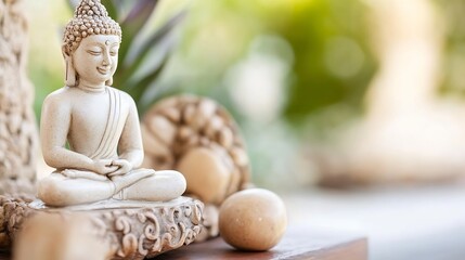 Aufkleber - Beautiful Buddha Statue in a Serene Natural Setting Perfect for Meditation and Relaxation : Generative AI