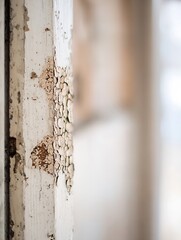 Aufkleber - Close up of peeling paint on weathered wooden surface highlighting vintage textures and colors : Generative AI