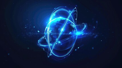 Poster - glowing blue digital globe with connecting lines. abstract artwork of circle shape with glowing line