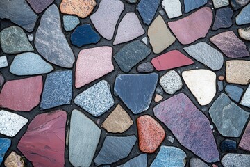 Colorful stone mosaic pavement, outdoor, textured background, design