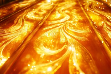 Poster - Intricate Golden Swirls on a Glossy Abstract Background Texture