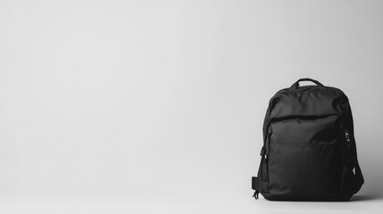 banner materials, posters, and materials for making presentations. black backpack on white backgroun