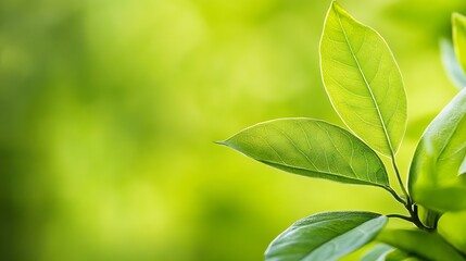 Poster - Close up of vibrant green leaves showcasing natural beauty and freshness in a serene environment : Generative AI