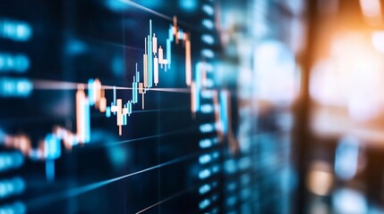 Poster - Intricate digital graph displaying upward trends and financial growth on a modern stock analysis screen in focus : Generative AI