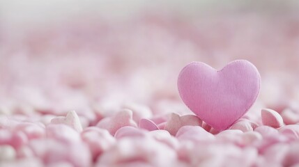 Aufkleber - Soft pink heart among pastel stones creating a romantic and tranquil atmosphere : Generative AI