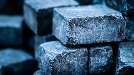 Fototapete - Stacks of Blue Gray Cubes Creating an Industrial and Textured Background : Generative AI