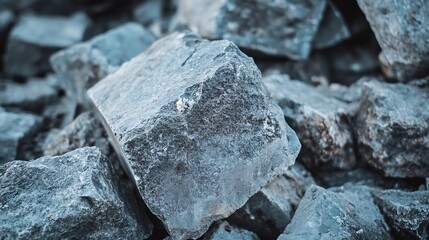 Aufkleber - Close up view of rugged gray rocks piled together showcasing natural textures and features : Generative AI