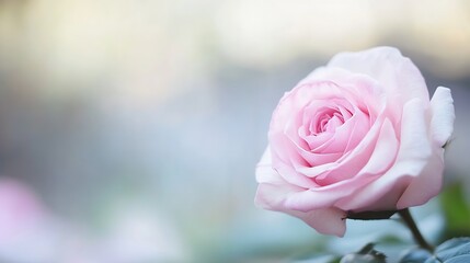 Poster - Delicate Pink Rose Flower in Soft Focus for Elegant Floral Mood : Generative AI