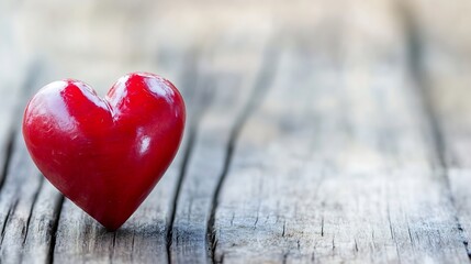 Aufkleber - Heart shaped red object resting on rustic wooden surface showcasing love and warmth : Generative AI