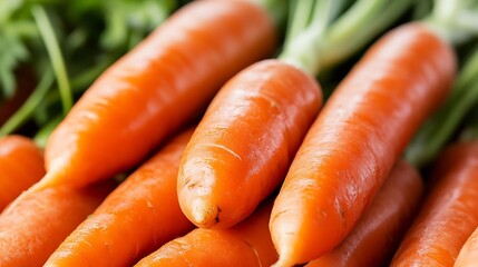 Poster - Fresh Organic Carrots Harvested from the Garden on Green Leaves Background : Generative AI