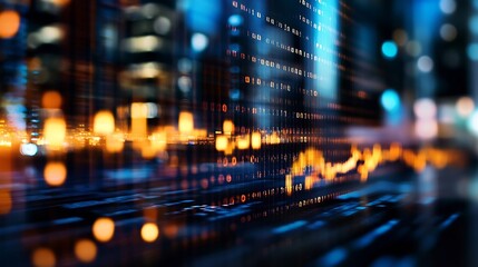 Aufkleber - Abstract Data Visualization with Bright Light Patterns and Lines Representing Information Flow : Generative AI