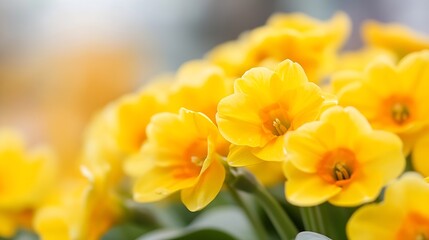 Poster - Vibrant closeup image of bright yellow flowers showcasing their delicate petals and natural beauty in bloom : Generative AI