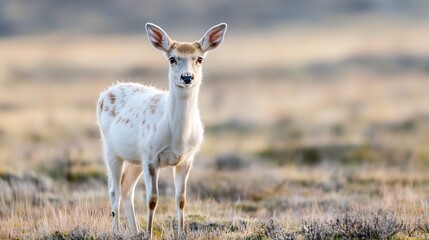 Poster - Elegant White Deer with Unique Spots in Natural Habitat : Generative AI
