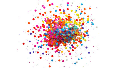 Colorful confetti exploding on transparent background for festive celebration design