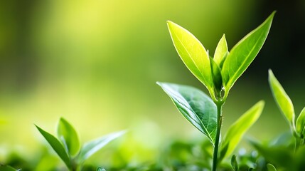 Poster - Vibrant Green Leaf CloseUp Showcasing Fresh Growth in Natural Light : Generative AI
