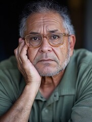 Aufkleber - Authentic Portrait of a Thoughtful Older Man Displaying Deep Emotions in His Expression : Generative AI
