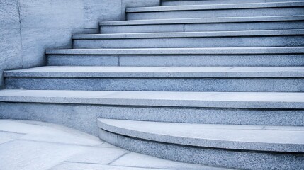 Fototapete - Elegant smooth gray stone stairs leading upward in a minimalistic architectural design : Generative AI