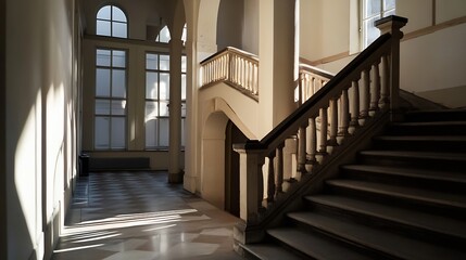 Poster - Elegant Hallway with Dramatic Light and Architectural Details : Generative AI