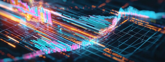 Poster - Abstract Finance Data Visualization with Bright Colors