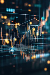 Poster - A dynamic abstract representation of financial data, featuring a glowing chart and vibrant lines, symbolizing market trends and analytics in a digital landscape.