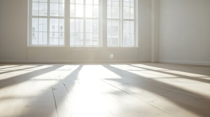 Poster - Bright Sunlight Streaming Through Large Windows Creating Beautiful Indoor Shadows : Generative AI