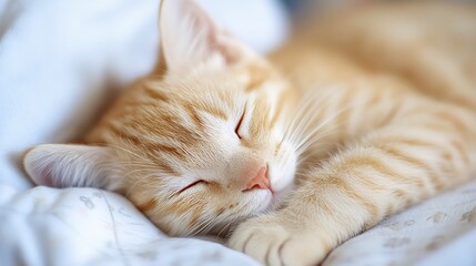 Poster - Sweet Sleeping Orange Tabby Cat on Soft Blanket : Generative AI