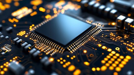 Leinwandbilder - Intricate Closeup of Circuit Board Demonstrating the Complexity and Innovation in Modern Technology : Generative AI