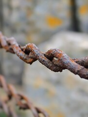 Poster - Closeup view of weathered rusty chain links showcasing textures and details : Generative AI