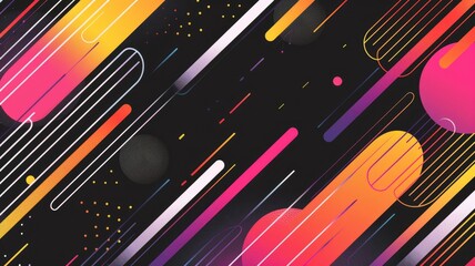 Poster - This abstract colorful background features vibrant shapes and dynamic lines, perfect for creative projects needing a modern design element. Ideal for digital art.
