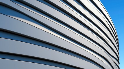 Poster - Curved metal facade design modern architecture image showcase urban environment unique viewpoint abstract concept