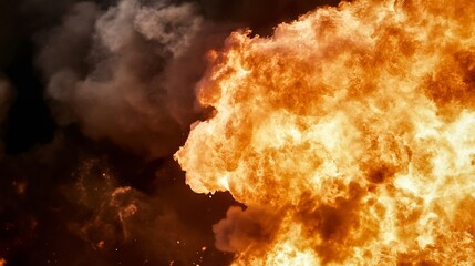 Leinwandbilder - Explosive Fire and Smoke Billowing into the Sky for Dramatic Effect : Generative AI
