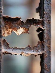 Poster - Rusty Metal Surface with Peeling Paint Creating a Vintage Industrial Vibe : Generative AI
