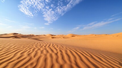 Poster - Stunning Landscape of Endless Golden Dunes Under a Clear Blue Sky : Generative AI