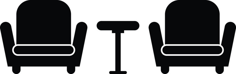Aufkleber - Airport lounge icon. Airport lounge sofa sign. Couch or armchair symbol. flat style.