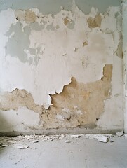 Poster - Peeling plaster and cracked paint on an old wall creating a vintage distressed texture : Generative AI