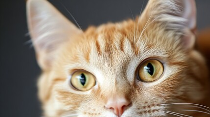 Poster - Close-Up of a Curious Ginger Cat with Bright Green Eyes Looking at Camera : Generative AI