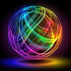 Poster - Dynamic light swirls digital art colorful sphere abstract environment frontal view vibrant energy concept