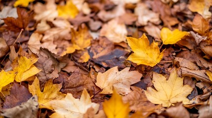 Poster - Colorful Autumn Leaves Covering the Ground Creating a Beautiful Natural Carpet : Generative AI