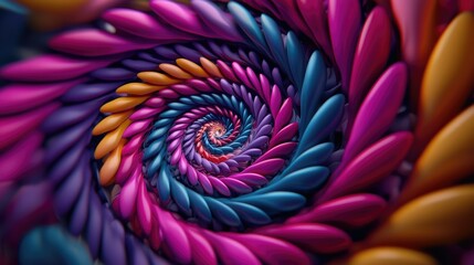 Poster - colorful spiral design abstract art digital illustration vibrant palette close-up view optical illus